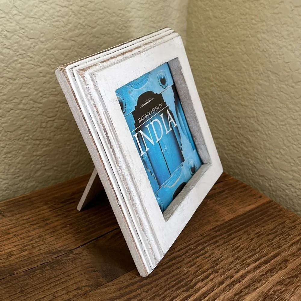 New Rustic White 4”X 4” desk frame, handcrafted in India